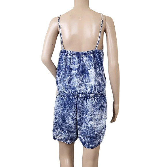 Indigo Rein Acid Wash Denim Blue Romper - Picture 3 of 4